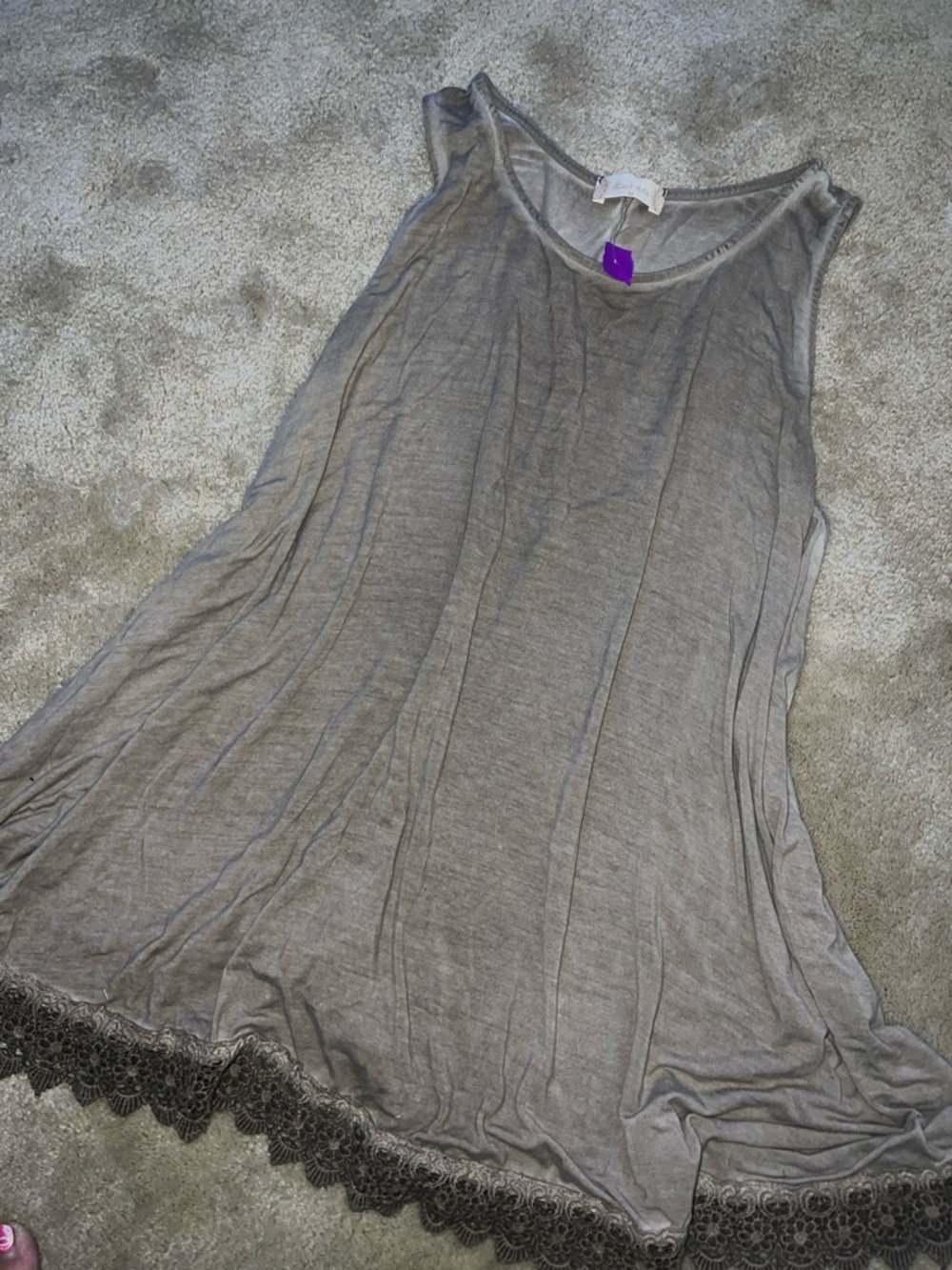 Altar'd State Mauve Tank with Lace Trim